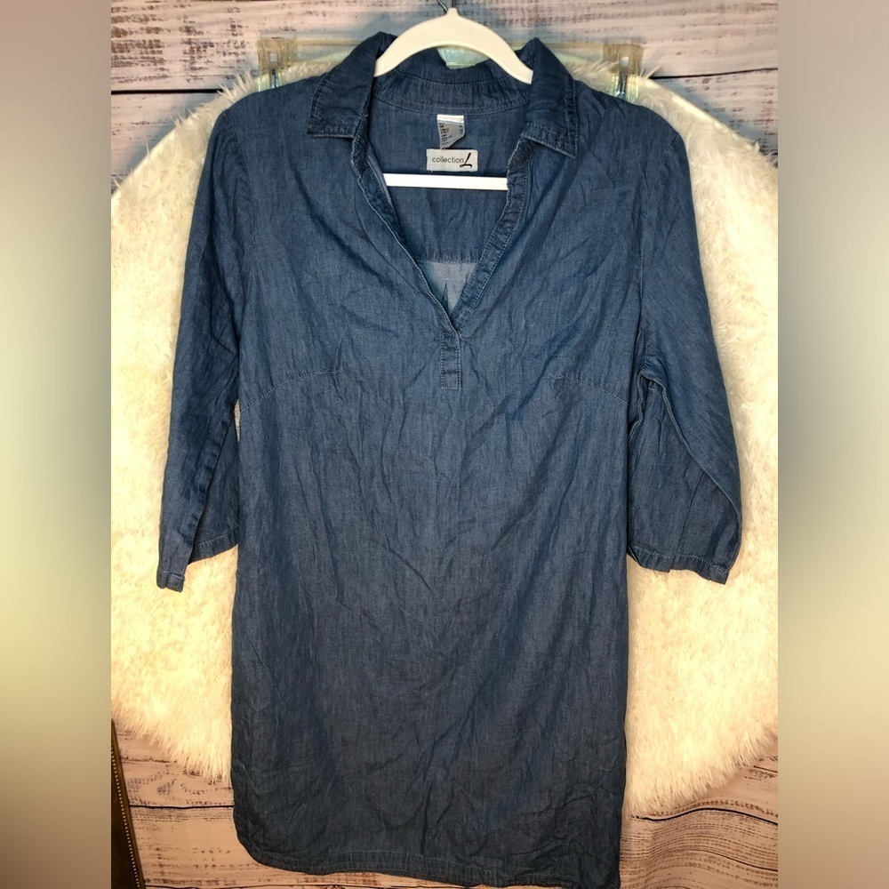 Blue Polo Collar Cuffed Sleeve Dress/Cover up size 6 NWOT - Picture 5 of 12